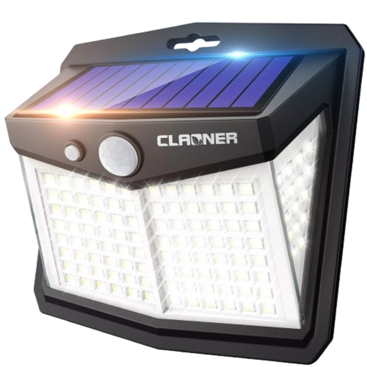 CLAONER Solar Power 128 LED Lights PIR Motion Sensor Outdoor Security Lamp Wall